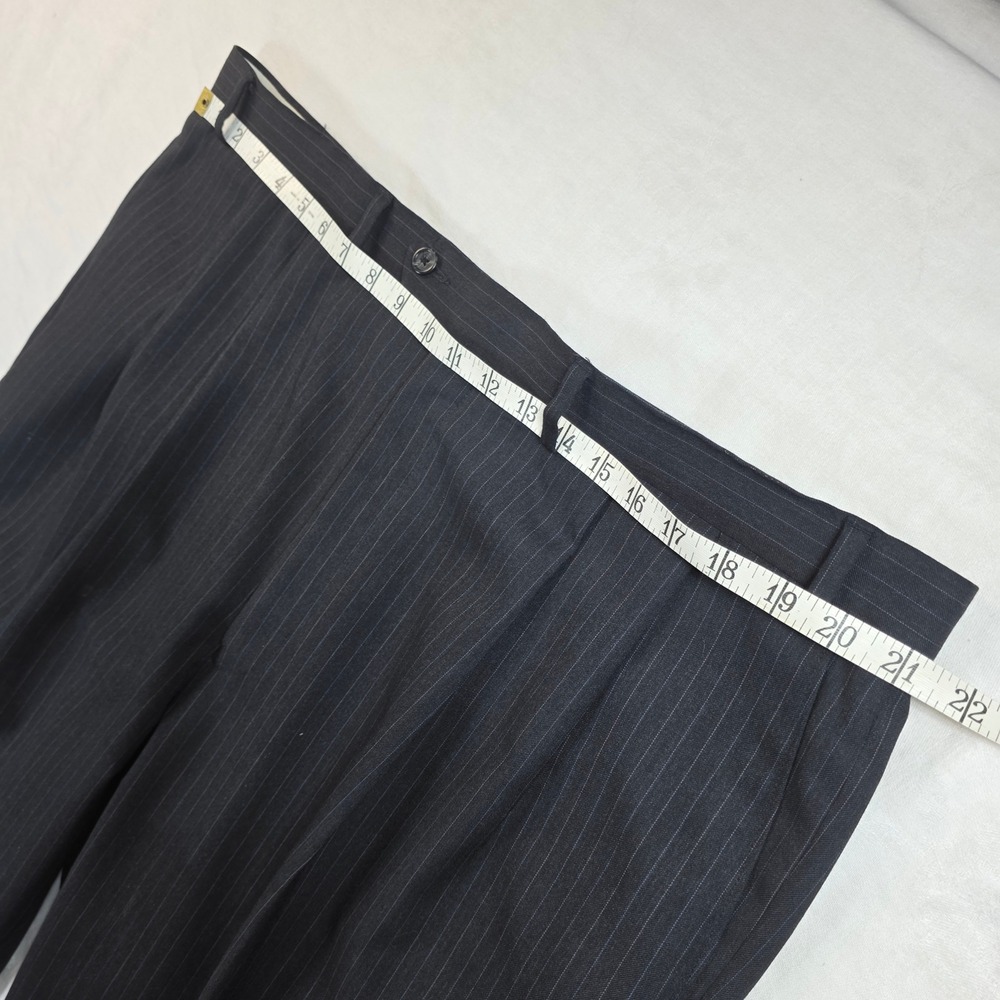 Chaps Mens 48L 42x32 Wool Pinstripe Suit Charcoal Gray 3 Button Pleated Cuffed - Picture 8 of 16
